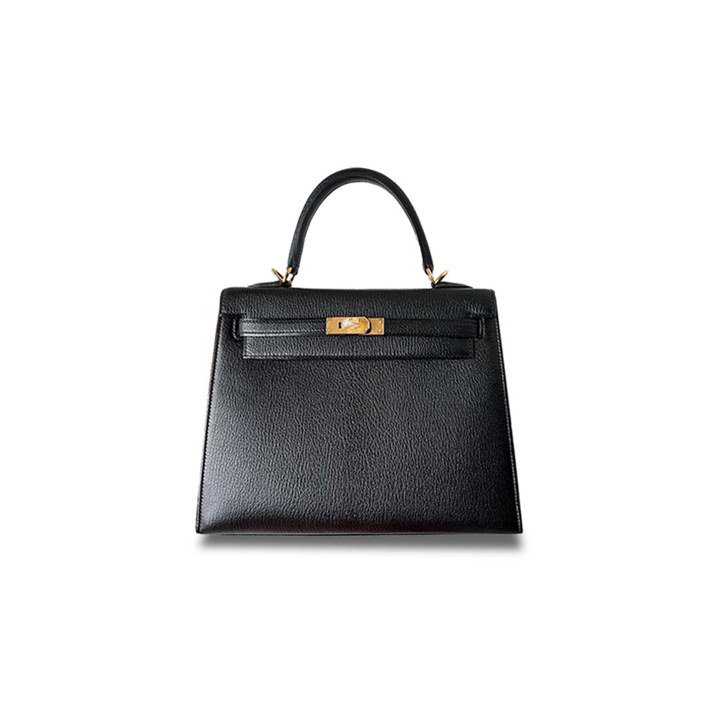 HERMÈS KELLY 25 CHEVRE NOIR GOLDEN HARDWARE (25*17*7cm) 